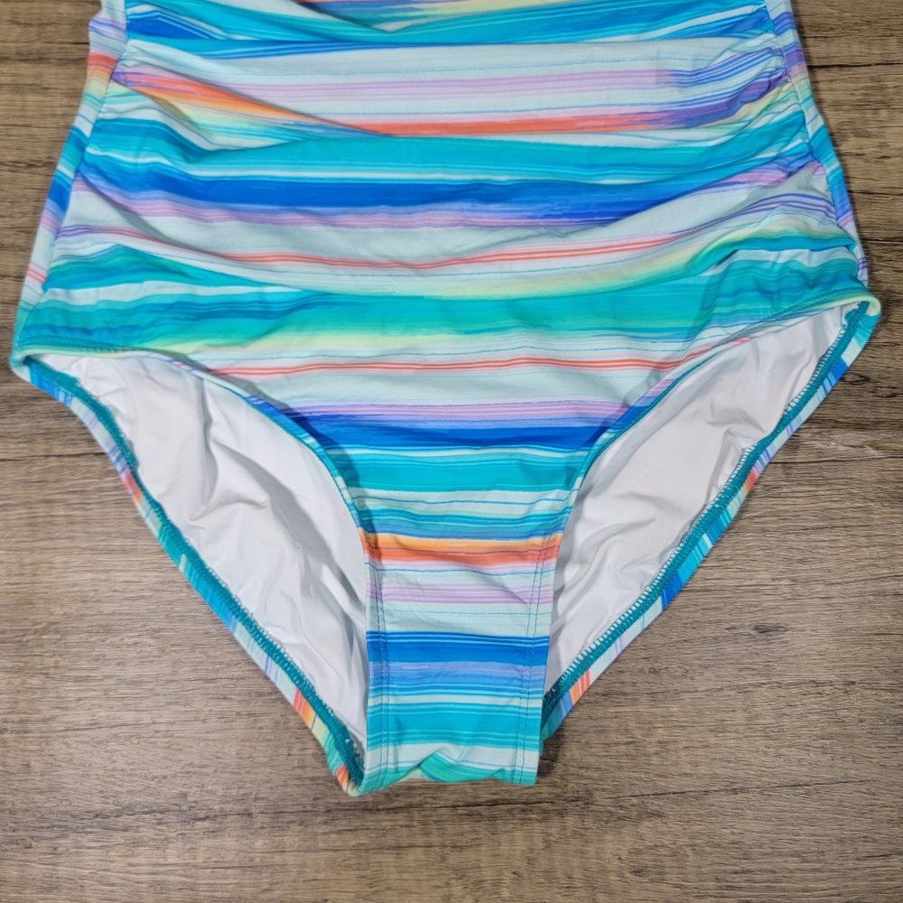 Jantzen Womens Multicolor Swimsuit Layered Cocktail Bandeau One-Piece (Sz 8) - Picture 4 of 8